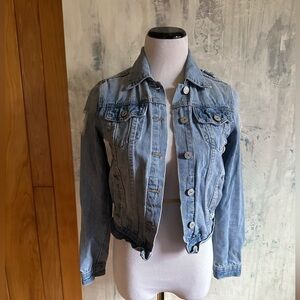 Refuge Denim Jean Jacket! Size Small! Button Up. Cute! Distressed Look. Cotton